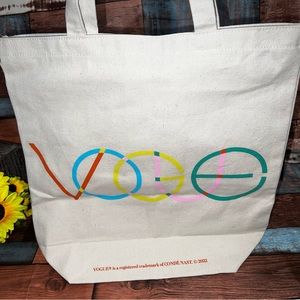 *NWOT* VOUGE Beach Tote Rainbow Lettering (Tan)